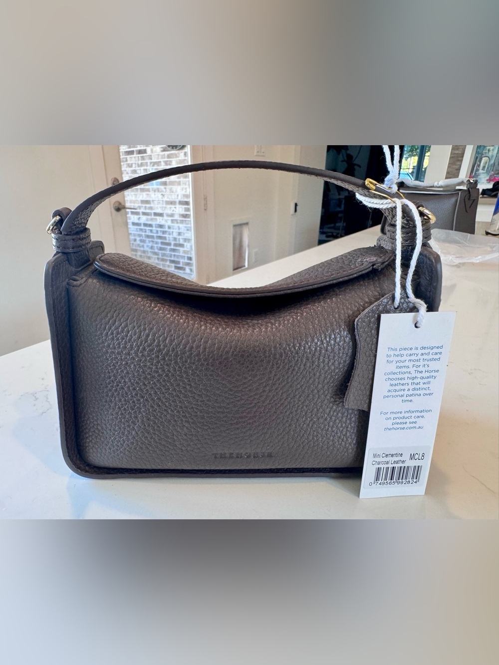 The Horse Charcoal Pebbled Leather Crossbody Bag